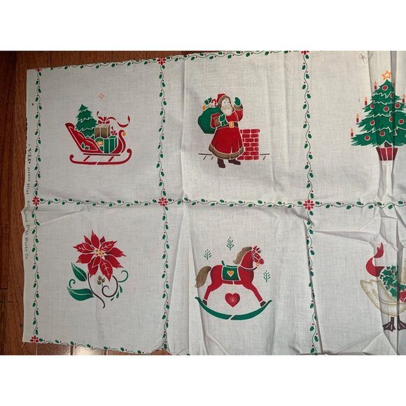 Vintage Christmas-Themed VIP Cranston Print Works Cotton Fabric Panel 44"x18" Re - Picture 4 of 7